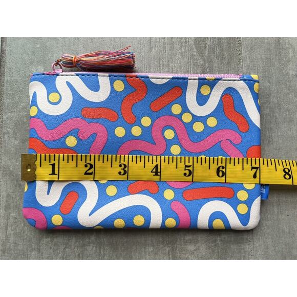 Bright Blue Colorful Tassel Makeup Bag Travel Case Wallet Clutch Zip Organize - Picture 4 of 6